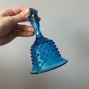 Vintage Fenton Cobalt Blue Bell Glass Hobnail Decor